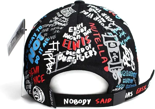 Vista 4 de Flipper Diseñador Graffiti Doodle Gorra de béisbol de algodón para hombres y mujeres, sombrero Kpop con borde curvo, ajustable