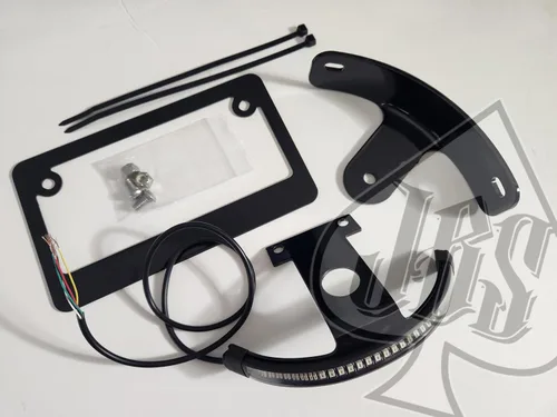 Vista 2 de JBSporty Kit de soporte de placa de matrícula con luz trasera LED y media luna para Harley Sportster S 1250