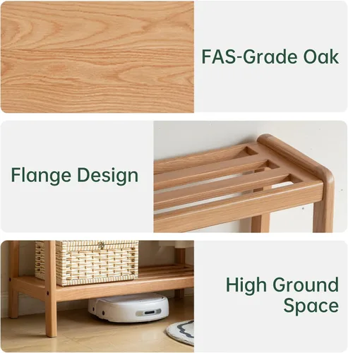 Vista 2 de Perchero de madera maciza, perchero con estantes para dormitorio, sala de estar, entrada, 16 x 20 x 63 pulgadas, madera de roble, natural