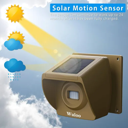Vista 5 de Alarma solar inalámbrica para entrada exterior de rango de 1800 pies, sensor de movimiento al aire libre y sistema de alerta de entrada con batería