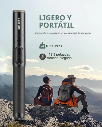 Vista 6 de Sensyne Trípode para teléfono de 60" - Palo para selfies, Trípode ligero todo en uno para teléfono integrado con control remoto inalámbrico