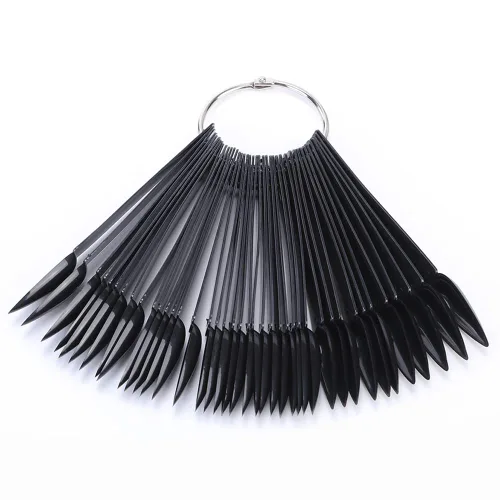Vista 6 de Palitos para muestras de uñas con calcomanías numéricas, 100 unidades (negro) Nail Color Display Stiletto Tips with 2 copies 1-100 number