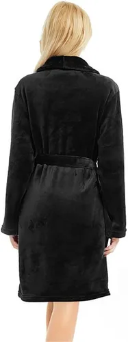 Vista 2 de U2SKIIN Women Fleece Robe, Short Cozy Plush Robes for Womens Soft Shawl Collar Warm Spa Bathrobe