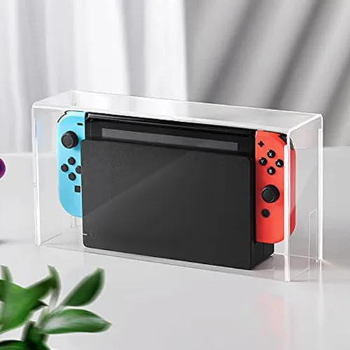 Vista 2 de Cabilock Box Case Acrylic Game Console Transparent Game Dusts Guard Anti-scratch Game Case Cartridge Holder Compatible with Nintendo Switch Dock