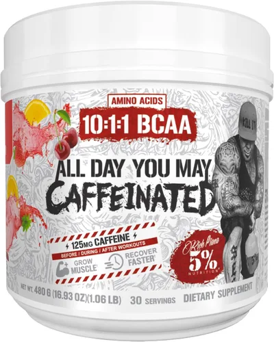 Vista 9 de 5% Nutrition Rich Piana AllDayYouMay BCAA Powder Aminoácidos prémium para intra y después del entrenamiento, EAA, electrolitos Hidratación