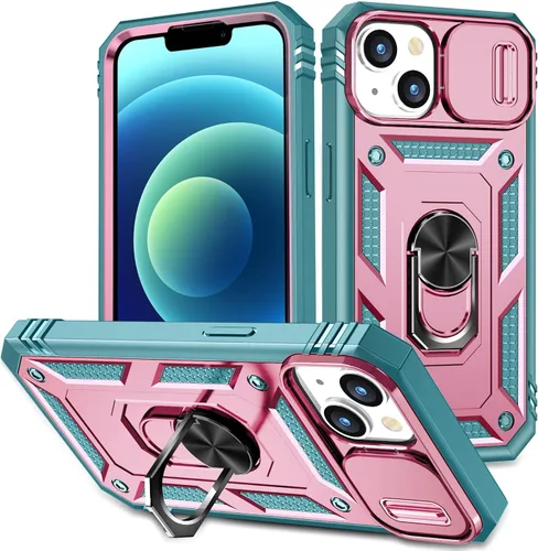 Vista 17 de Funda para iPhone 11, soporte giratorio y cubierta deslizante Verde Rosa