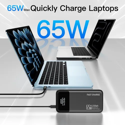 Vista 2 de Banco de energía cargador portátil para laptop 2025, 26800mAh 65W compacto USB C banco de energía para laptop, PD QC carga rápida paquete de batería