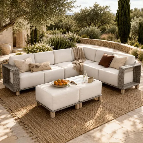 Vista 23 de Aoxun Juego de muebles de patio con cojines de 10 pulgadas de grosor