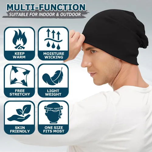 Vista 5 de EINSKEY Gorro ligero holgado para hombres y mujeres, gorro de algodón fino de gran tamaño, gorro de quimioterapia, gorro para dormir nocturno