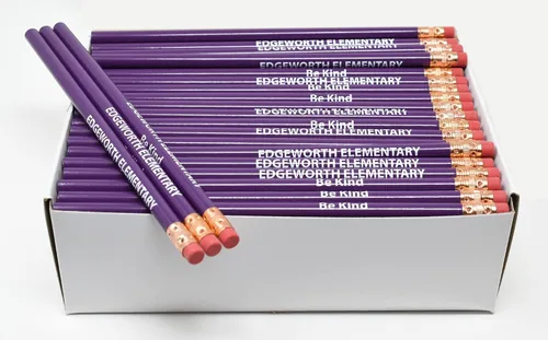 Vista 14 de Pencil Guy Lápices redondos impresos personalizados promocionales.-500 por caja Rosado