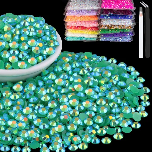 Vista 34 de 15000 diamantes de imitación de resina de 0.079 pulgadas a granel, diamantes de imitación de gelatina redondos negros con parte trasera plana, gemas