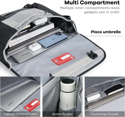Vista 3 de OIWAS Bolsa tipo mensajero para hombre, 14 pulgadas, bolsa cruzada para computadora portátil, bolsa de hombro, bolsa de hombro para universidad
