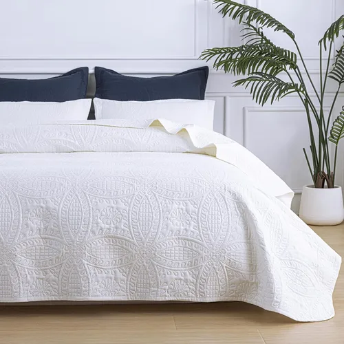 Vista 14 de SheRest - Juego de colcha individual - colcha de cama suave y transpirable, colcha con relieve de estilo moderno, colcha de microfibra ligera