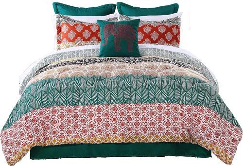 Vista 7 de Lush Decor - Juego de ropa de cama de 3 piezas, colorido diseño bohemio a rayas, reversible