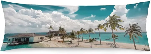 Vista 35 de Protector de almohada de playa con palmeras tropicales de 16 x 14 pulgadas, palmeras de playa, paisaje marino costero, decorativo, rectangular