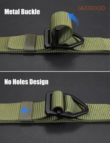 Vista 5 de JASGOOD Cinturón táctico de nailon reforzado resistente para hombres correa de cinturón militar ajustable con hebilla de metal