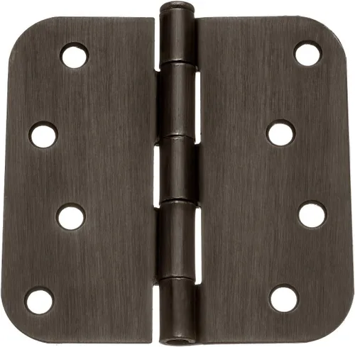Vista 2 de Dynasty Hardware Bisagras de puerta de 4 pulgadas, esquina de radio de 1/4 pulgadas, bronce aceitado, paquete de 2