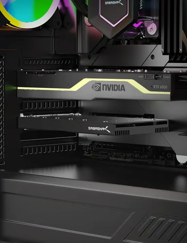 Vista 6 de SABRENT Tarjeta adaptadora NVMe SSD a PCIe 4.0 X 16 de 4 unidades con refrigeración activa [EC-P4BF]