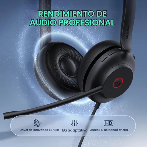 Vista 5 de Yealink UH35 2nd Gen Wired Headset, USB-C/A,AI Noise Canceling Mic,HD Audio UH35 2nd USB-C/A