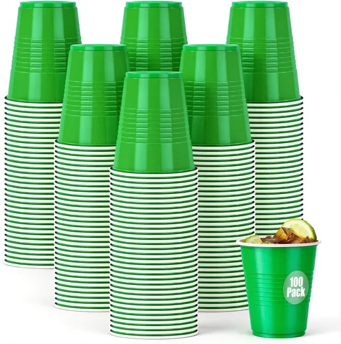 Vista 10 de Paquete de 100 vasos desechables de plástico negro de 12 onzas, vasos resistentes para beber para degustación de cerveza servir aperitivos