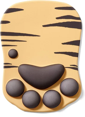 Vista 8 de Alfombrilla de mouse ergonómica con diseño de pata de gato, con soporte para muñeca, gel de silicona, diseño lindo y kawaii, azul y rosa, hogar