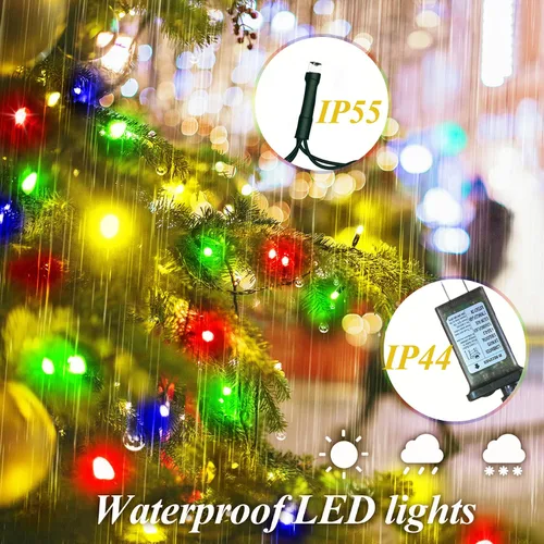 Vista 6 de aneeway 400 luces LED para árbol de Navidad, luces de Navidad con 8 modos de luz y función de memoria, 16 cadenas de luces de 6.6 pies con función