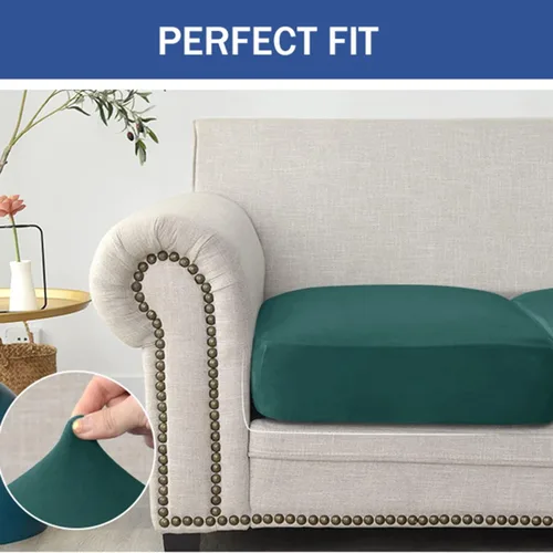 Vista 2 de Fundas de cojín de terciopelo, funda de cojín elástica para sofá, fundas de cojín individuales para silla, sofá biplaza, protector de muebles, Beige