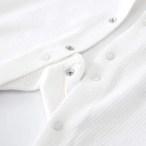Vista 5 de pureborn Mameluco unisex para bebés y niñas, de algodón, para primavera, otoño, overol de una pieza, traje de bautismo, color blanco, 0-24 meses