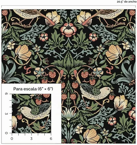 Vista 9 de NextWall Aves Garden - Papel tapiz autoadhesivo (ébano)