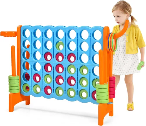 Vista 10 de AKUSTIK Juego Giant Connect al aire libre, 4 en una fila Jumbo 4 para marcar para niños y adultos, fiesta familiar, patio, césped, juego de conexión