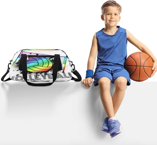 Vista 2 de Bolsa de deporte para niños, bolsa deportiva para adolescentes, niños y niñas, pequeña, impermeable, durante la noche, fin de semana, bolsa de viaje