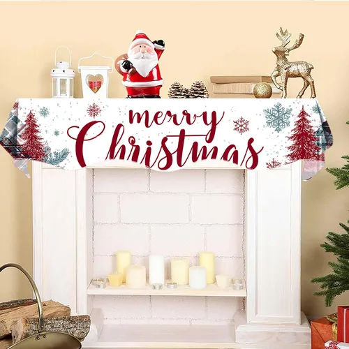 Vista 2 de Bufanda de mantel de Navidad de 70 x 17 pulgadas, decoración para chimenea, bufanda, estantes, bufanda, corredor, decoración de día festivo