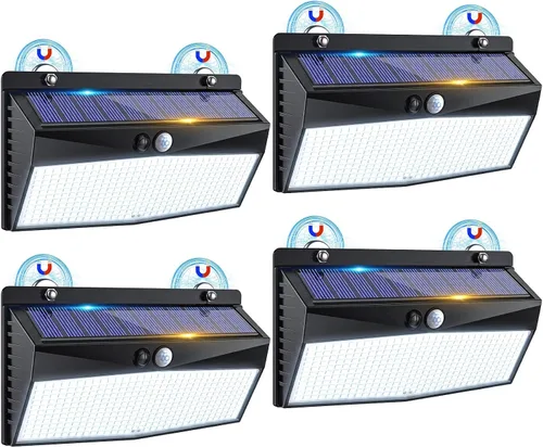 Vista 8 de Peasur 368 luces solares magnéticas LED impermeables al aire libre con Negro