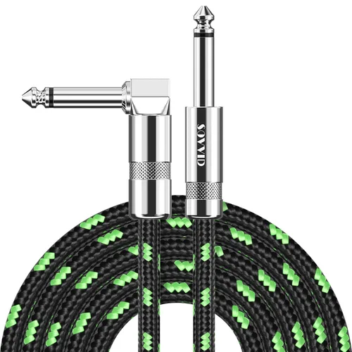 Vista 26 de Cable de Guitarra de 6 Pies Cable de Instrumento para Guitarra Eléctrica y Bajo, Teclado - Cable AMP de Ángulo Recto de 1/4 Pulgada, Negro