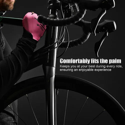 Vista 7 de Guantes de ciclismo para hombres y mujeres, guantes de ciclismo de medio dedo, guantes de entrenamiento adecuados para deportes al aire libre