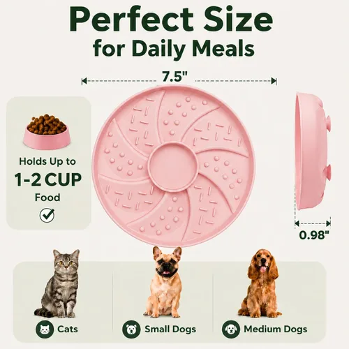 Vista 6 de Slow Feeder Dog Bowls, Suction Cup Lick Bowl for Dogs & Cats (Pink)