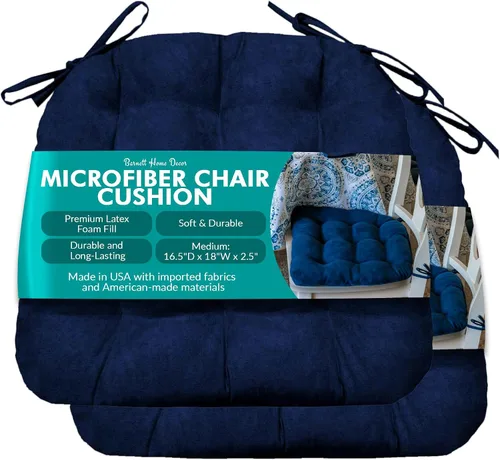 Vista 51 de Barnett Almohadilla para silla de comedor con lazos. Gamuza microfibra, microgamuza, reversible, relleno de espuma de látex, se puede lavar a Negro