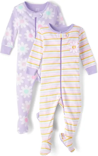 Vista 3 de The Children's Place baby-girls And Toddler Long Sleeve 100% Cotton Zip-front One Piece Footed Pajama
