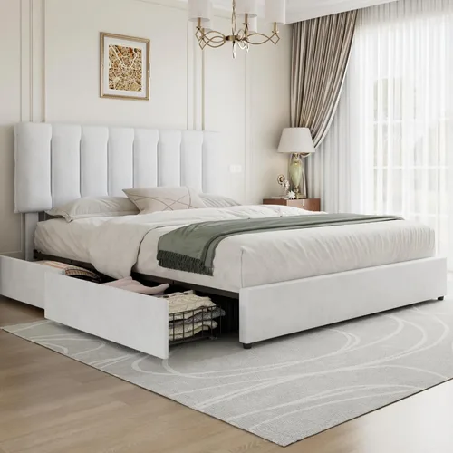 Vista 63 de VECELO Base de cama de tamaño individual con cajón de almacenamiento, base de cama de plataforma resistente con cabecera y fuerte soporte de Negro