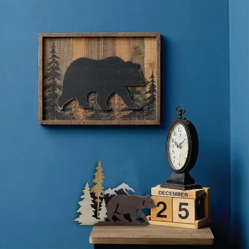 Vista 4 de Surakey Estatuas y figuras de madera, ciervos animales, osos, lobo, bosque, alce, decoración del hogar, siluetas de bosque multicapa y esculturas