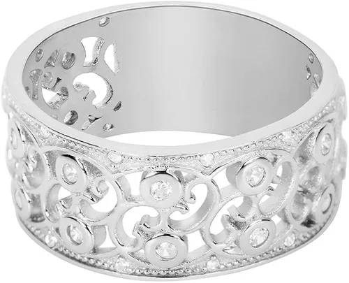 Vista 3 de CloseoutWarehouse Anillo de plata de ley con filigrana de circonita cúbica (tamaño 4-15)