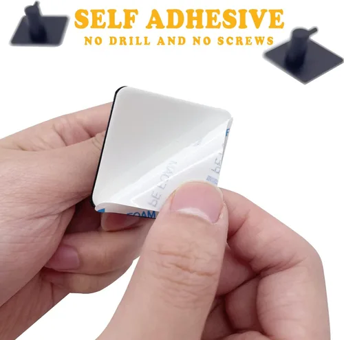 Vista 3 de Ganchos adhesivos negros, paquete de 4 ganchos de pared resistentes, ganchos adhesivos impermeables para colgar toallas, llaves, abrigos, sombreros