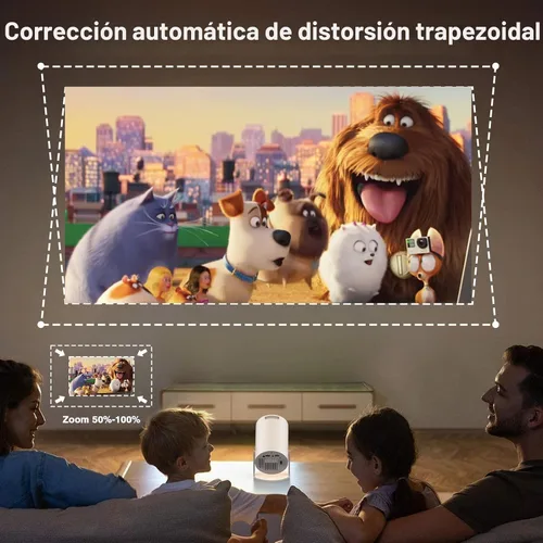 Vista 5 de [Aplicaciones integradas] PANSEBA Mini proyector inteligente ajustable de 270° con WiFi 6 y Bluetooth, proyector de película para exteriores