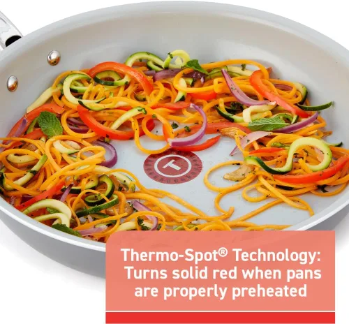 Vista 4 de T-Fal Fresh Gourmet Juego de utensilios de cocina de cerámica reciclada antiadherente, 12 piezas, apto para horno y asador hasta 500°F, tapa segura