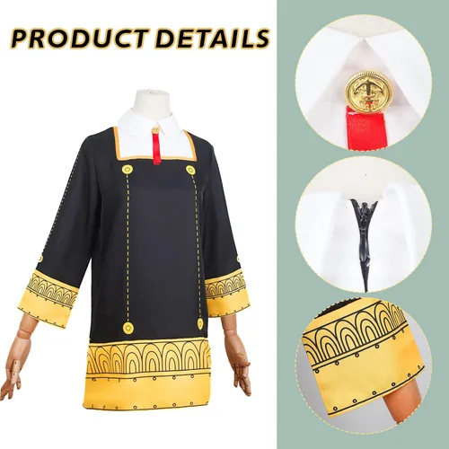 Vista 4 de Disfraz de anime, Anya Loid Forger, uniforme de cosplay, vestido de Halloween para niñas y hombres