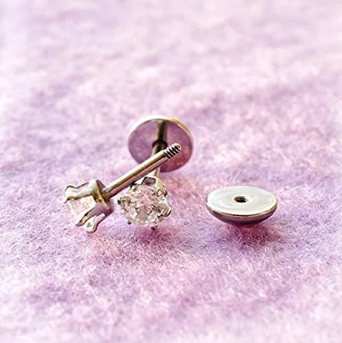 Vista 3 de Aretes ComfyEarrings con tuerca y cristales CZ de 0.15 pulgadas