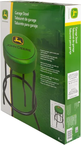 Vista 6 de Plasticolor 004792R01 John Deere Logo Taburete de garaje y sala de juegos con tapa verde mate y patas negras