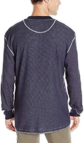 Vista 2 de Wrangler Authentics Henley - Camisa de manga larga abotonada de tejido waffle para hombre