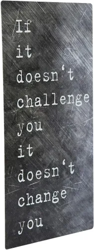 Vista 5 de NIKKY HOME Placa de pared de metal con frase en inglés "If It Doesn't Challenge You It Doesn't Change