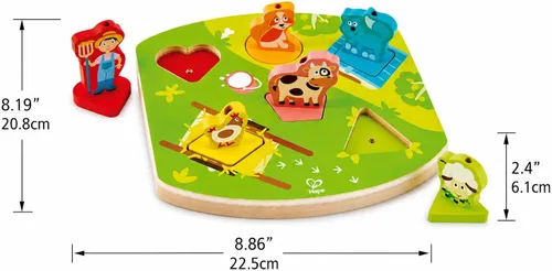 Vista 3 de Hape – Farmyard Sound Puzzle Game (10 pieza), multicolor, 5" x 2